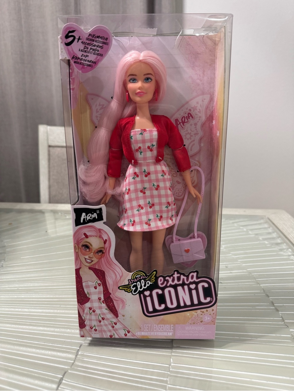 Ella Extra Iconic Aria Doll - Pink Hair, Red Jacket